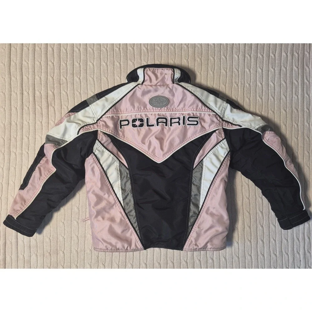 Polaris Snowmobile Jacket Girls Pink Black Colorblock Winter Racing Coat M